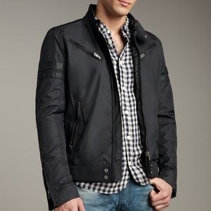Diesel Black Jupenno Nylon and Leather Jacket